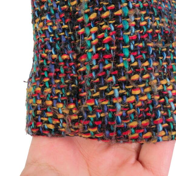 Ann Taylor LOFT Black Multicolor Rainbow Tweed Mini Skirt Size 4 Petite - Picture 6 of 9